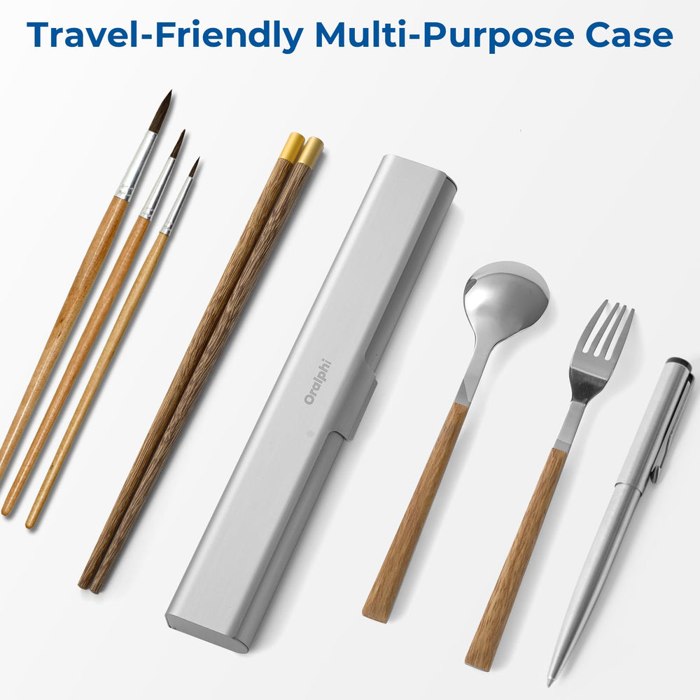 Sleek silver finish of Oralphi travel case