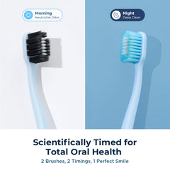 Morning Freshness timed-care toothbrush in use