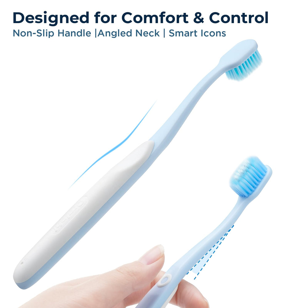 Weekly Brightening timed-care toothbrush in use