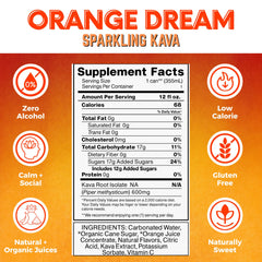 Orange Dream flavor sparkling kava seltzer can with vanilla notes