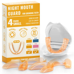 4-pack orange kids mouth guards with protective case