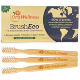 OraWellness BrushEco bamboo toothbrush front view with 3-row design