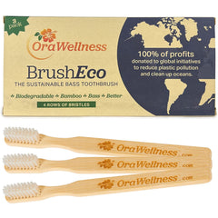 OraWellness BrushEco bamboo toothbrush 4-row close-up with rounded bristle tips