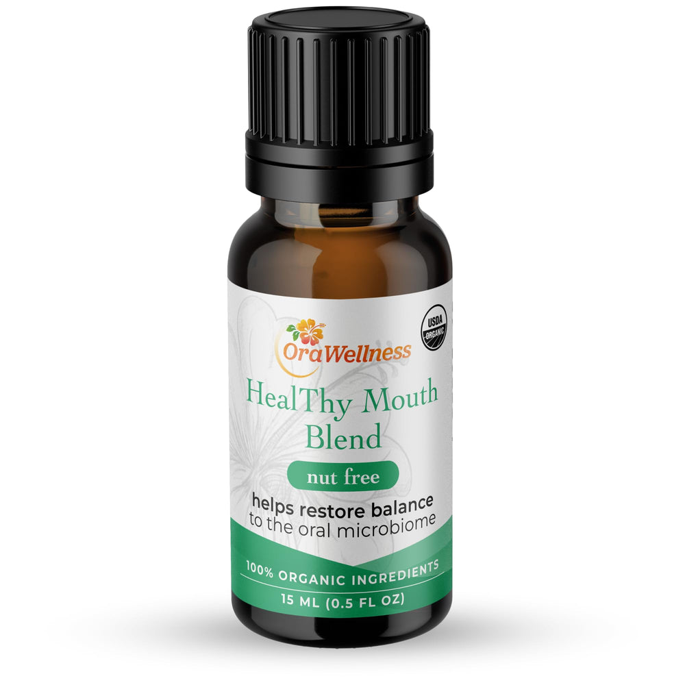 OraWellness Nut Free Healthy Mouth Blend bottle and packaging