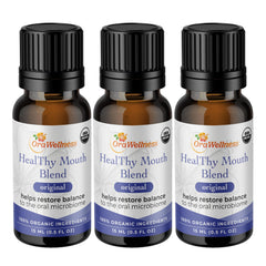 OraWellness Healthy Mouth Blend Tooth Oil bottle close-up