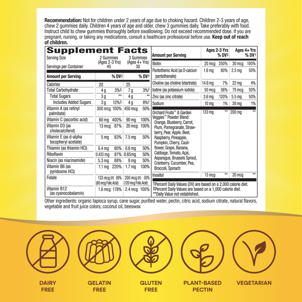 Illustration of Orchard Fruits & Garden Veggies blend (150 mg per serving)