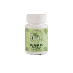 ORE Oregano Oil Softgels bottle label featuring 80% Carvacrol