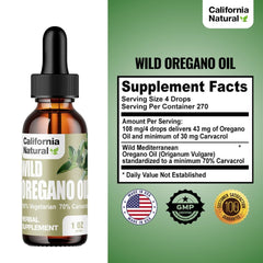 Oregano oil label showing 70% carvacrol