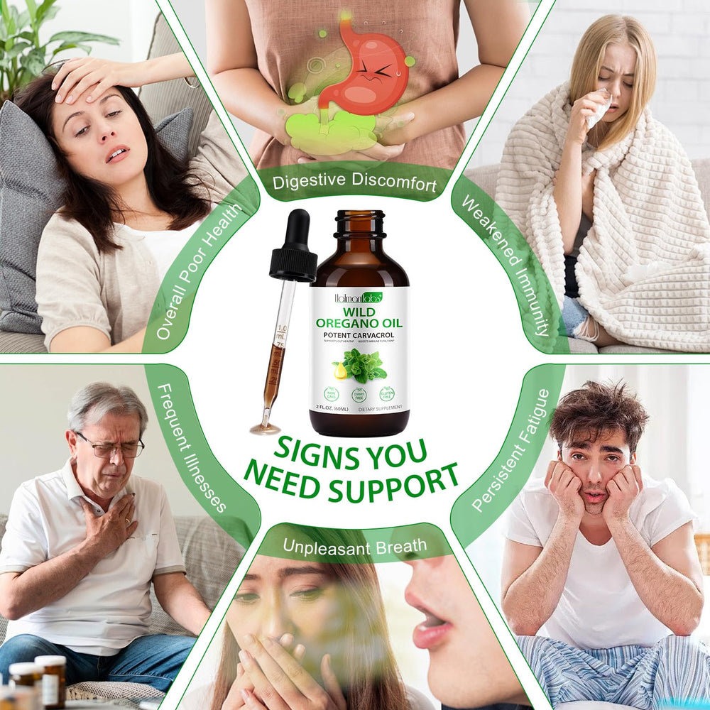 Lifestyle image showing oregano oil drops for energy