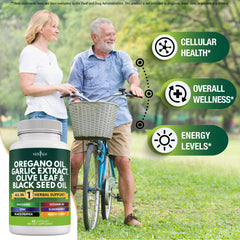 Astragalus, olive leaf extract and oregano oil capsules close-up