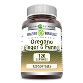 Bottle of Amazing Formulas Oregano Oil with Ginger & Fennel softgels