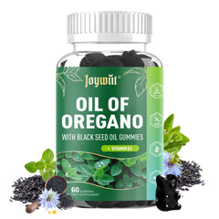 Bottle of Oregano Oil Gummies 300mg with 60-count label