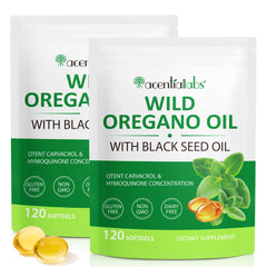 2-pack oregano oil softgels bottle and packaging