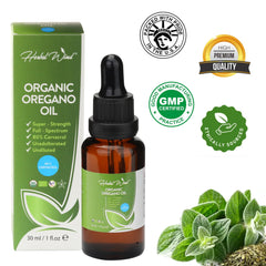 Label indicating vegan and non-GMO oregano oil
