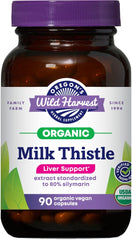 Bottle of Oregon's Wild Harvest Milk Thistle 90-count vegan capsules