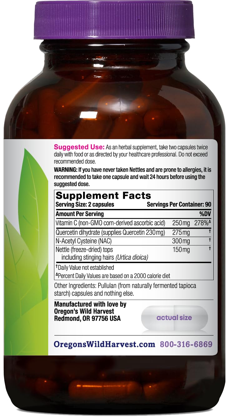 Close-up of Aller-Aid capsules showing vegan formulation