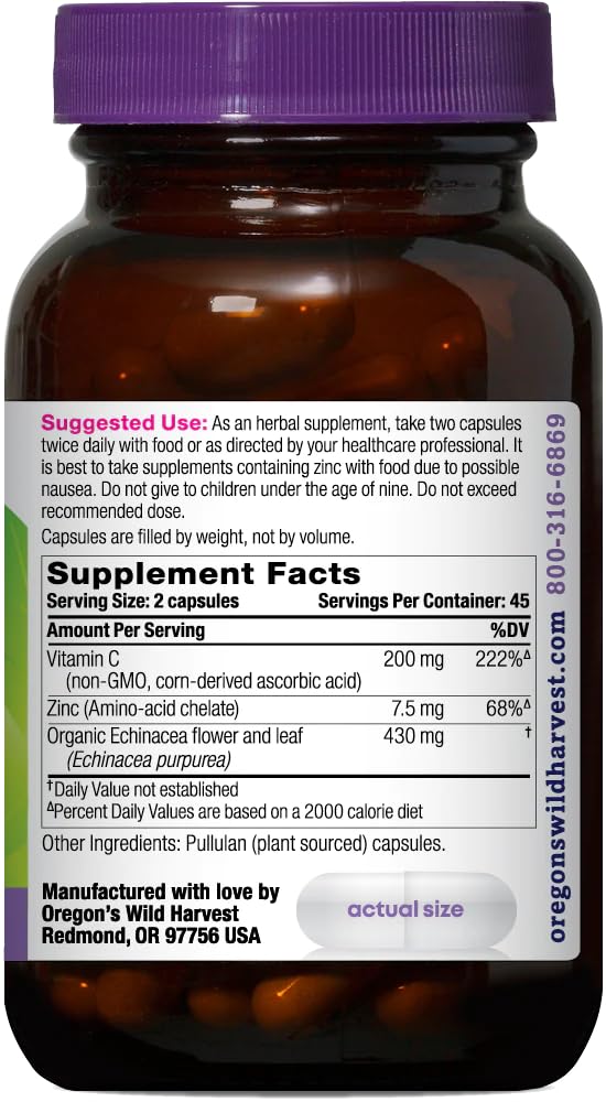 Close-up of Oregon's Wild Harvest Echinacea capsules