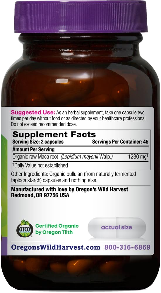 Close-up of Organic raw Maca root and powder sample