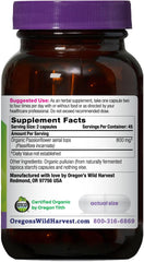 Close-up of Passion Flower capsules and bottle label