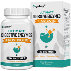 Orgabay Digestive Enzymes 1000mg with Postbiotics 60 veggie capsules product hero image