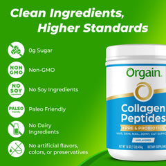 Unflavored Orgain collagen dissolves in a glass of water