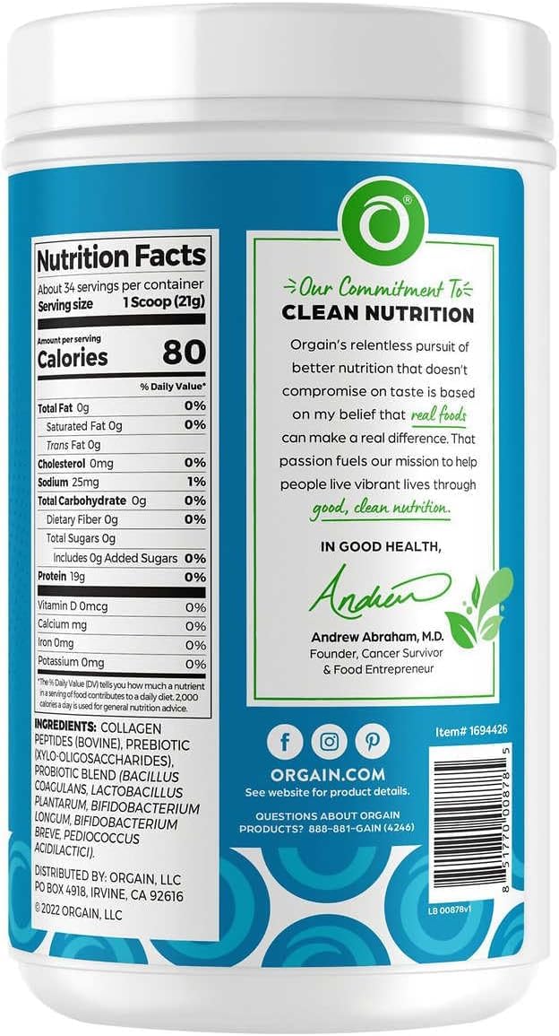 Close up of Vitamin C and collagen ingredients for Orgain Collagen + Superfoods