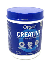 Orgain Creatine Monohydrate bottle label close-up