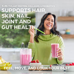 Orgain bottle side view with product information