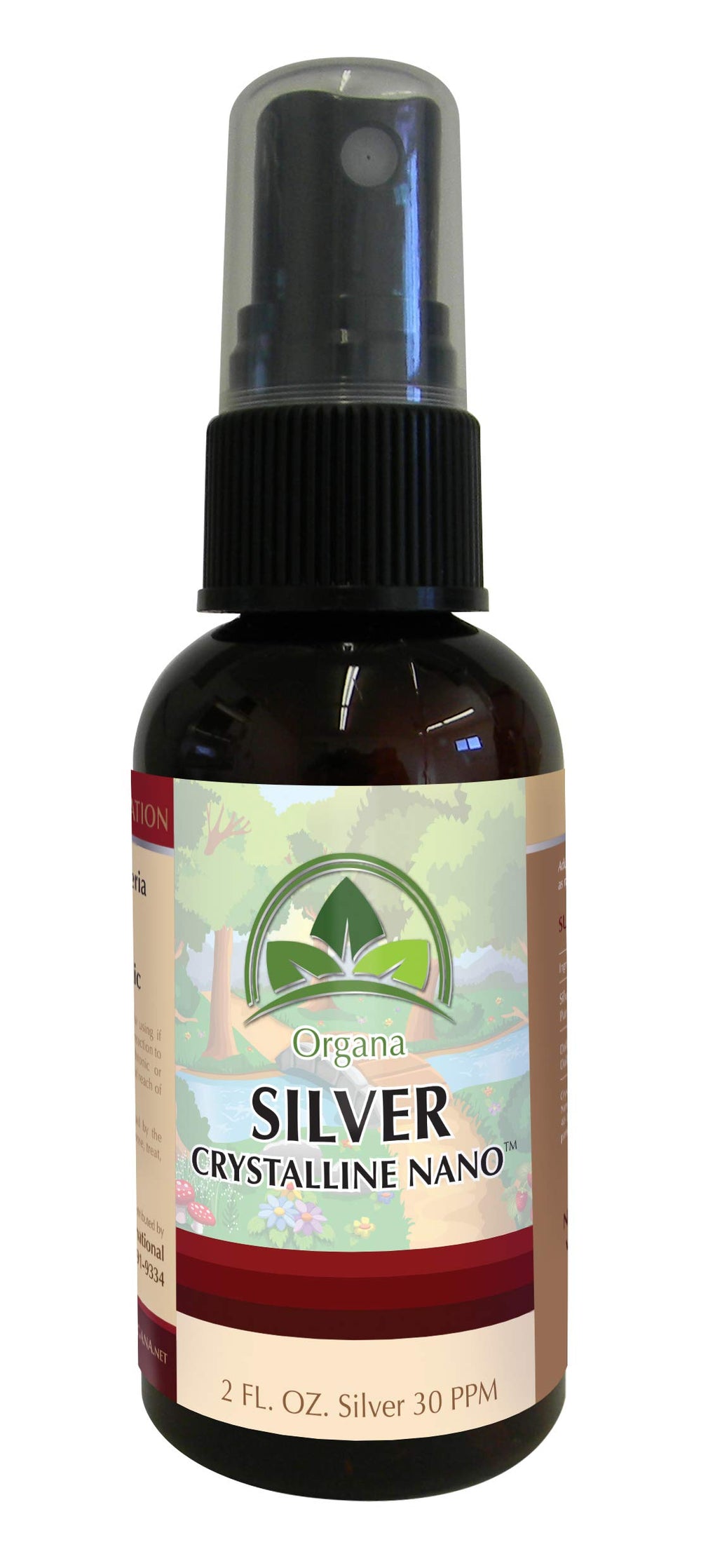 Organa Crystalline Nano Colloidal Silver Spray bottle label showing 30 PPM