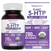 Front view of Organic 5-HTP 200 mg bottle