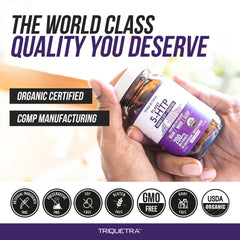 Lifestyle image of Organic 5-HTP bottle on a shelf