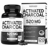 Bottle of Organic Activated Charcoal Pills (120 Capsules) with 520mg per serving