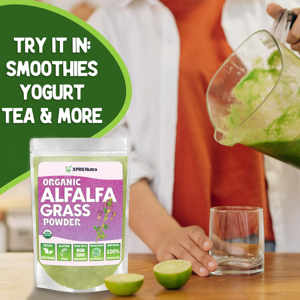 Ingredients and natural components of organic alfalfa powder