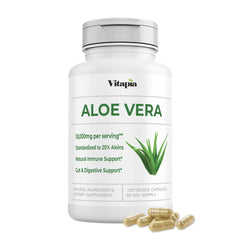 Organic Aloe Vera Capsules bottle with 120 count