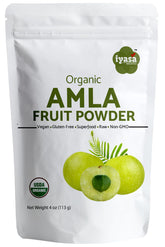 Front view of Iyasa Organic Amla Powder 4 oz trial pack