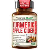 Bottle of Organic Apple Cider Vinegar with Turmeric and Ginger capsules
