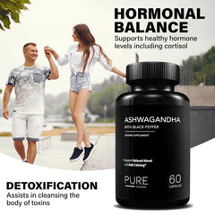 Made in USA Organic Ashwagandha with Black Pepper supplement