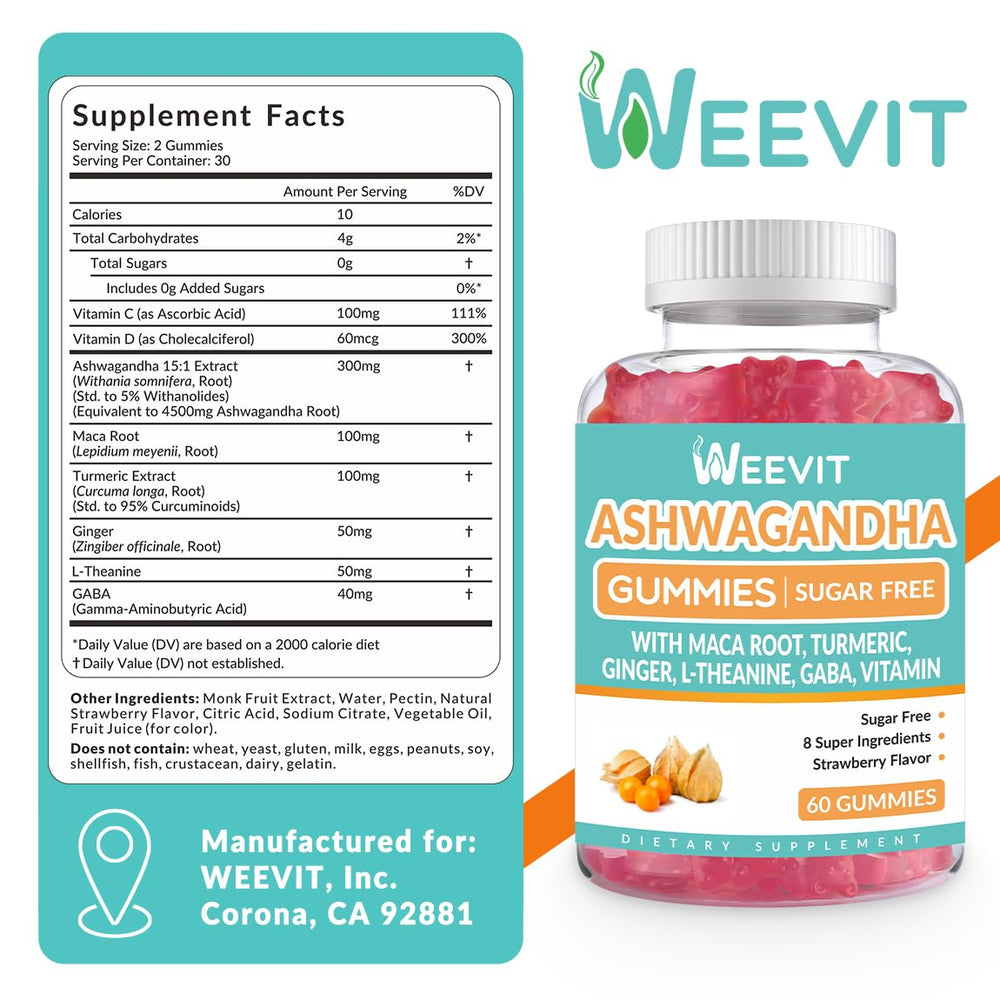 Close-up of organic Ashwagandha gummies with maca root powder