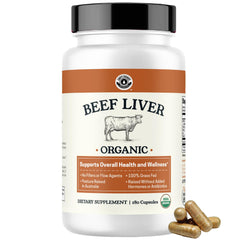 Organic Beef Liver Capsules bottle on a white background