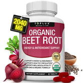 Front view of Organic Beet Root Powder Tablets bottle