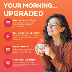 Mushroom blend ingredients: Lion’s Mane, Reishi, Cordyceps with MCT oil