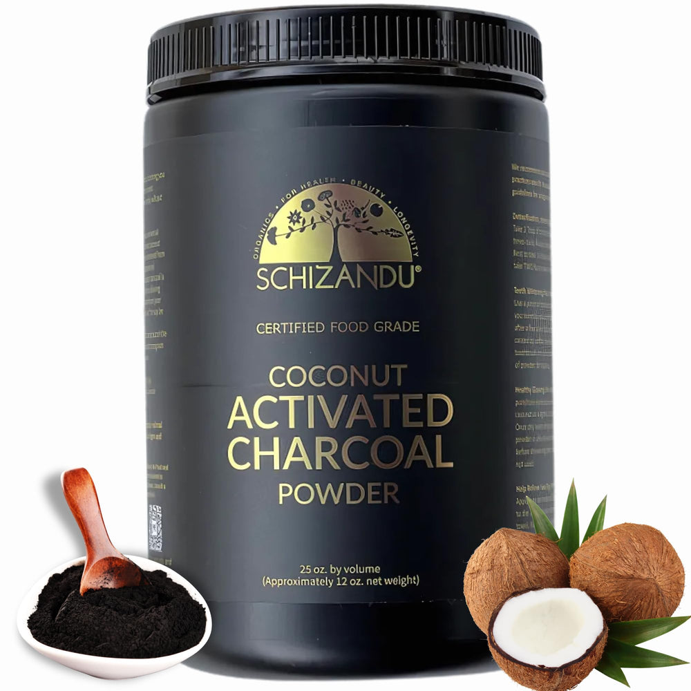 Organic Charcoal Powder bottle labeled Schizandu 25 oz