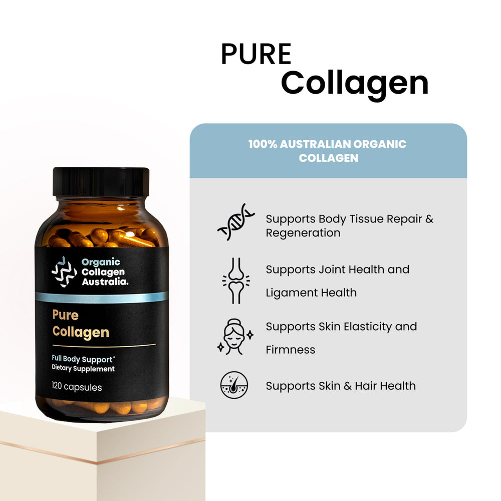 Close-up of hydrolyzed collagen capsules