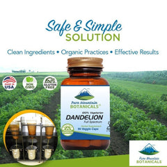 Organic dandelion root 450mg bottle close-up