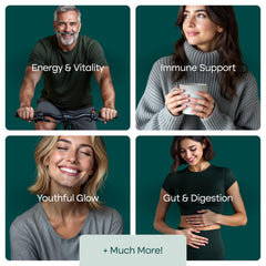 Colorful assortment of real fruits and vegetables representing the blend