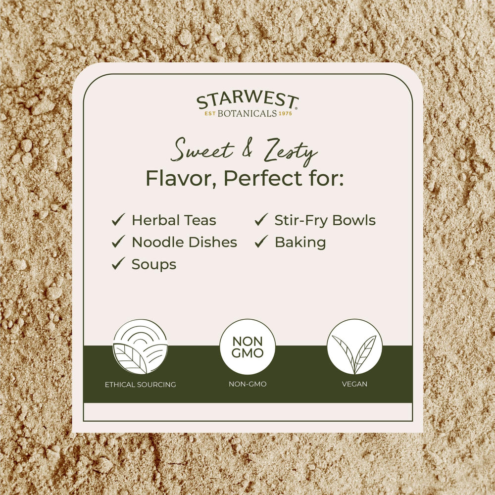 Close-up of fine organic ginger powder
