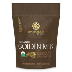 Front view of Organic Golden Milk Powder pouch with Ashwaghanda and Turmeric