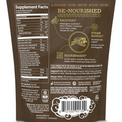 Close-up of powder blend showing turmeric and mushrooms