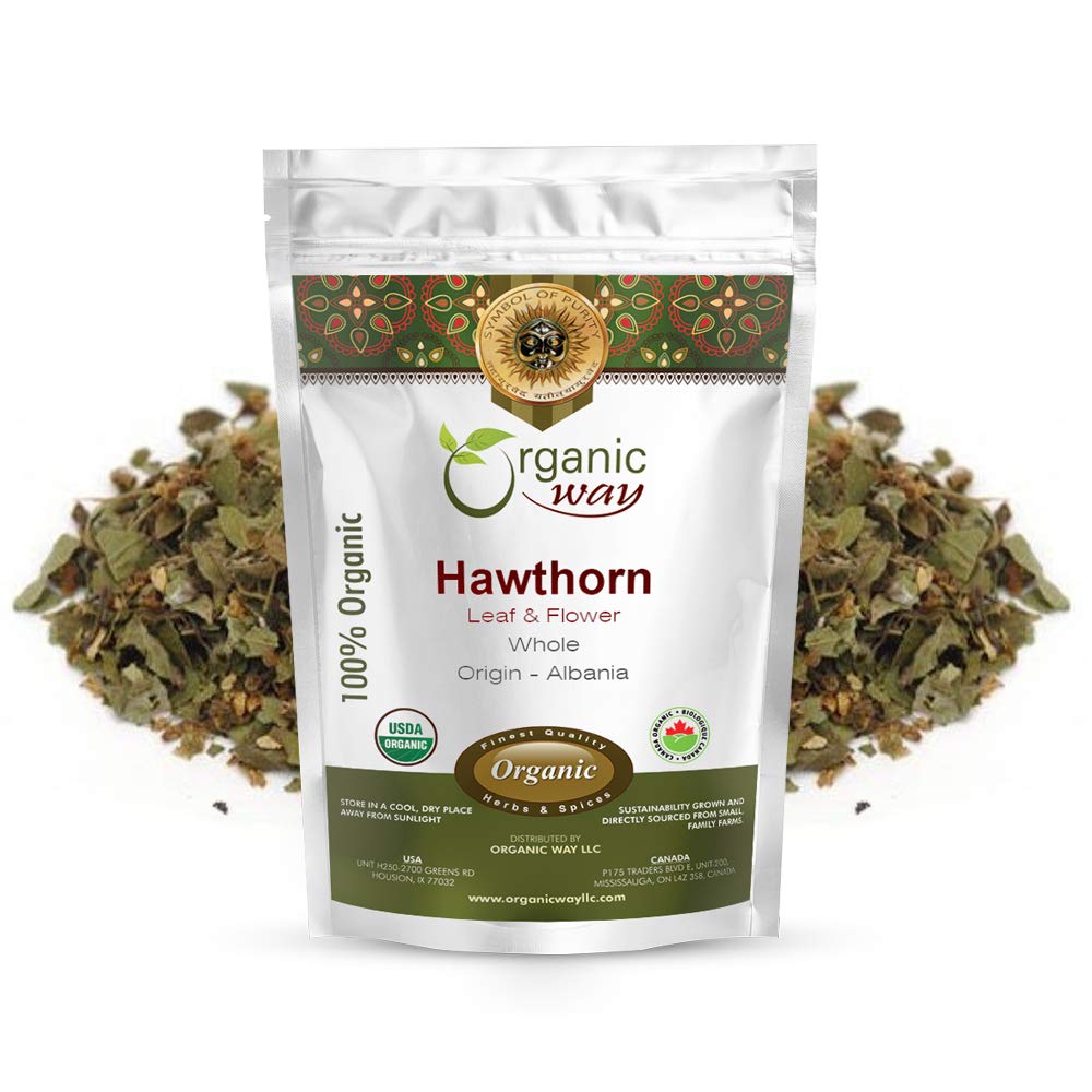 Front view of Organic Hawthorn Leaf & Flower Whole Tea packaging