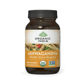 Front label of ORGANIC INDIA Ashwagandha Capsules bottle
